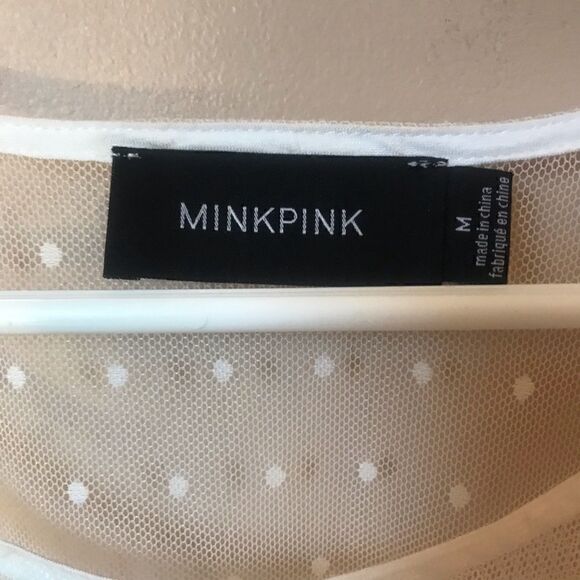 MinkPink Sheer Polkadot BellSleeve Peasant Top, M - Picture 2 of 8